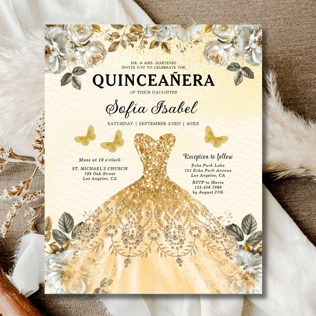 Lámina Princesa Quinceanera de la Mariposa de Oro Floral (Subido por el creador)