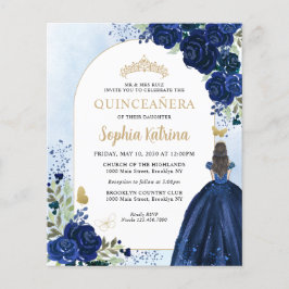 Lámina Princesa Quinceanera de oro azul de la Marina Flor