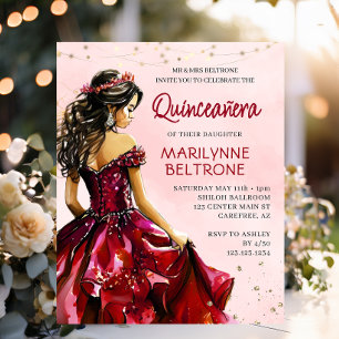 Lámina Princesa Quinceañera de Oro Rojo