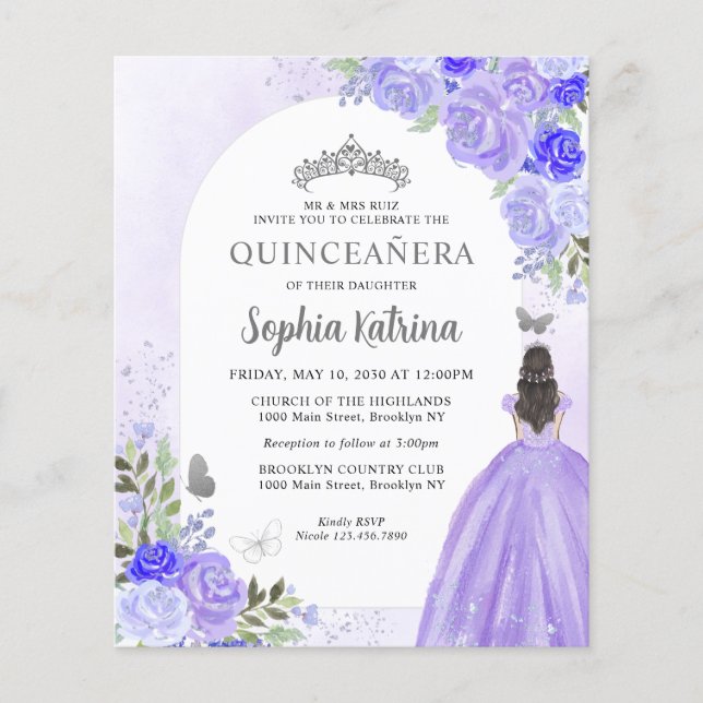 Lámina Princesa Violeta Morada Floral Presupuestaria Quin (Anverso)