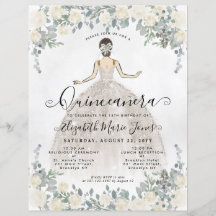 Príncipes florales de marfil blanco Quinceanera