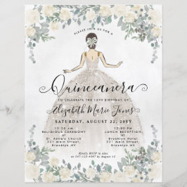 Lámina Príncipes florales de marfil blanco Quinceanera