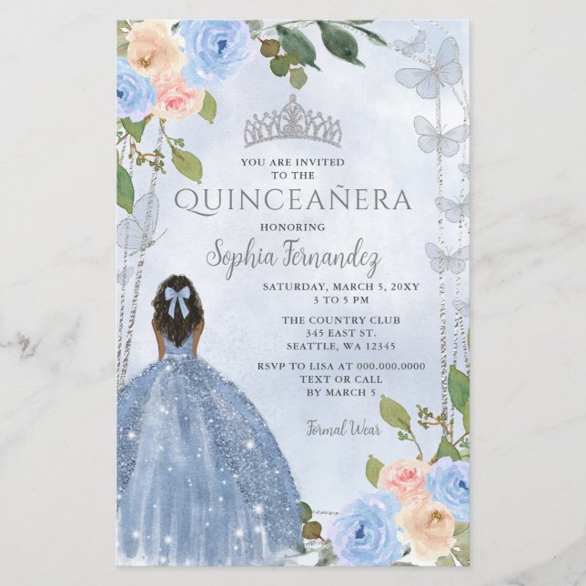 Lámina Príncipes florales de plata azul presupuesto Quinc (Anverso)