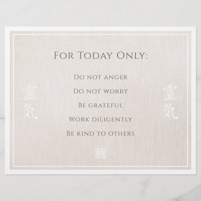 Lámina Principios de Reiki, receptores (Anverso)