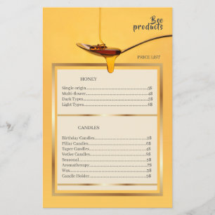 Lámina Productos de abeja Candal de miel Lista de Precios