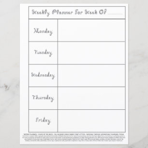 Lámina Profesora 5 días Plan de clases de semana Fuente d