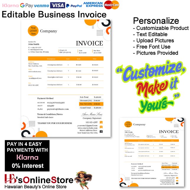 Lámina Professional Orange White Red Business Invoice (Professional Orange White Red Business Invoice.)