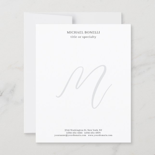 Lámina Professional Plain Minimalist Monogrammed Paper (Anverso)