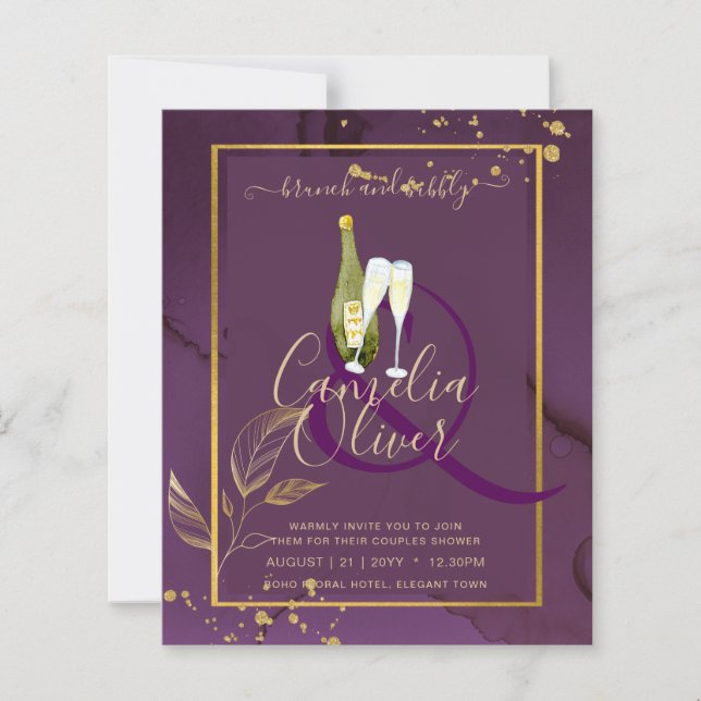 Lámina PROFUNDO PURPLE GOLD DEJA Invitación a la boda (Anverso)
