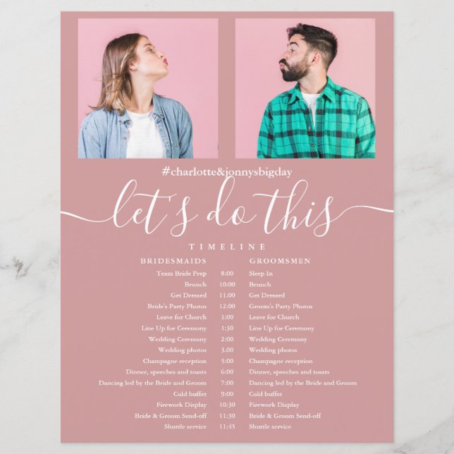 Lámina Programación de la línea de tiempo del Boda fotogr (Anverso)