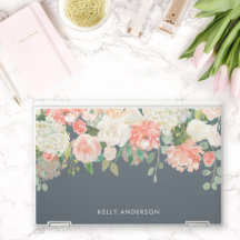 Floral color de agua rosa y gris con su nombre