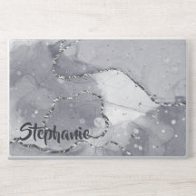 Funda para portátil de mármol con monograma elegan