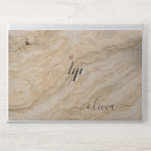 Funda para portátil de mármol con monograma elegan