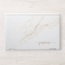 Funda para portátil de mármol con monograma elegan