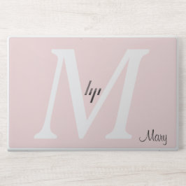 Lámina Protectora Para Portátil HP Nombre personalizado moderno Monograma Pastel rosa
