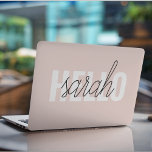Lámina Protectora Para Portátil HP Pastel Pink Hello Y You Name Moderno<br><div class="desc">Pastel Pink Hello Y You Name Moderno</div>