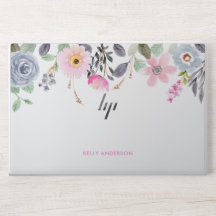 Patrón Floral Botánico con Monograma Chic