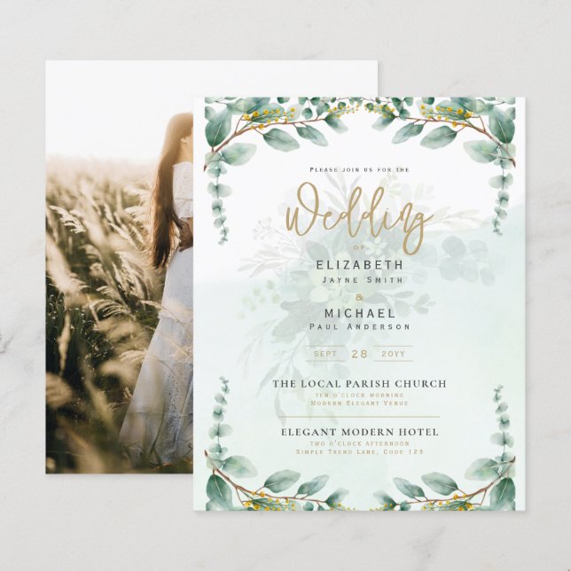 Lámina Proyecto de presupuesto de la invitación a la boda (Anverso / Reverso)
