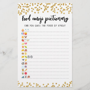 Lámina Prueba de juego de Emoji de alimentos con respuest
