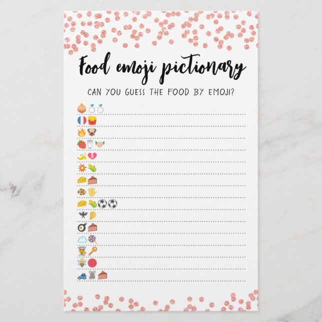Lámina Prueba de juego de Emoji de alimentos con respuest (Anverso)