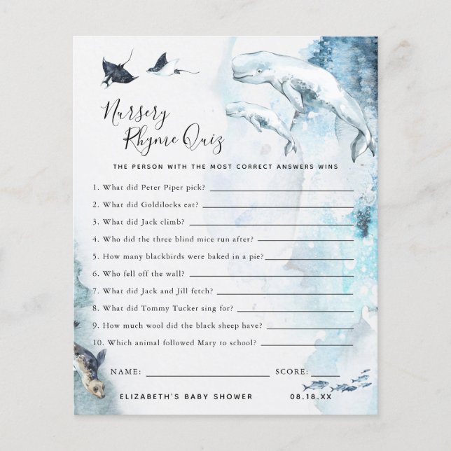 Lámina Prueba Nursery Rhyme | Juego Baby Shower (Anverso)