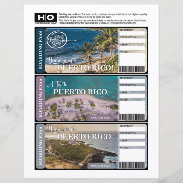 Lámina Puerto Rico se burla del billete para viajes y eve (Anverso)