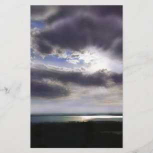 Lámina Puesta de sol atardecer sobre el lago pintura acua