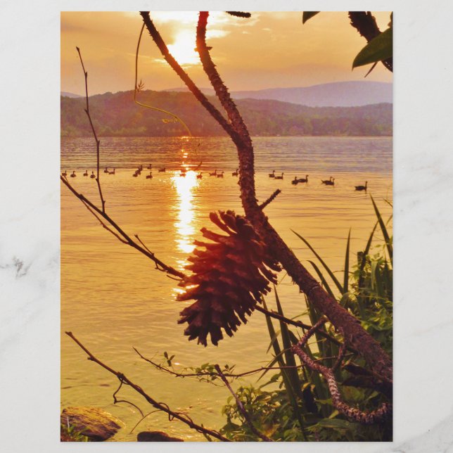 Lámina Puesta de sol en el lago Pinecone (Anverso)