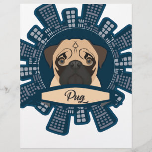 Lámina pug en la ciudad
