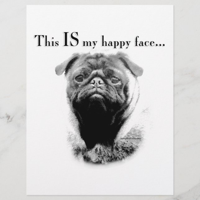 Lámina Pug Happy Face (Anverso)