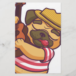 Lámina pug tocando la guitarra