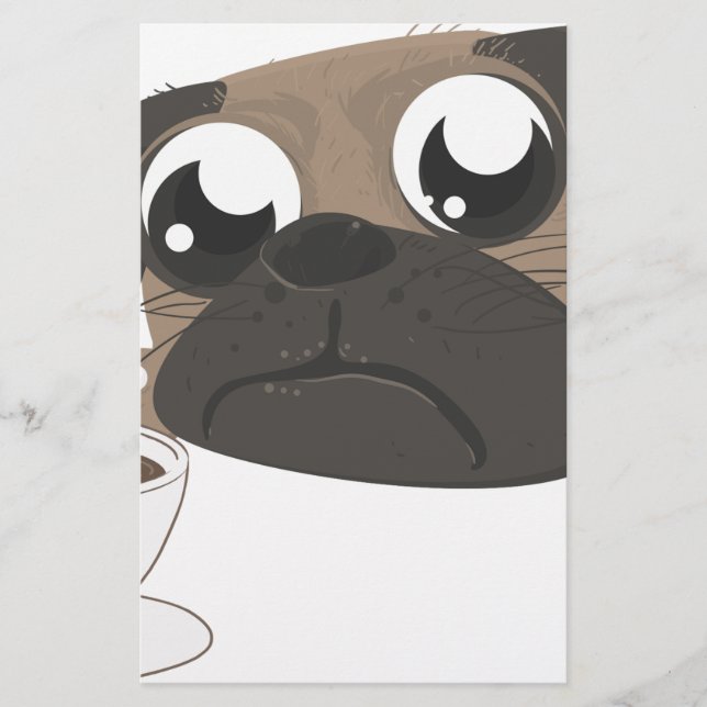 Lámina Pug y café (Anverso)