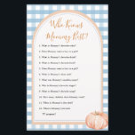 Lámina Pumpkin Gingham Birthday quién conoce a mamá mejor<br><div class="desc">Pumpkin Gingham Birthday quién conoce a mamá mejor juego</div>