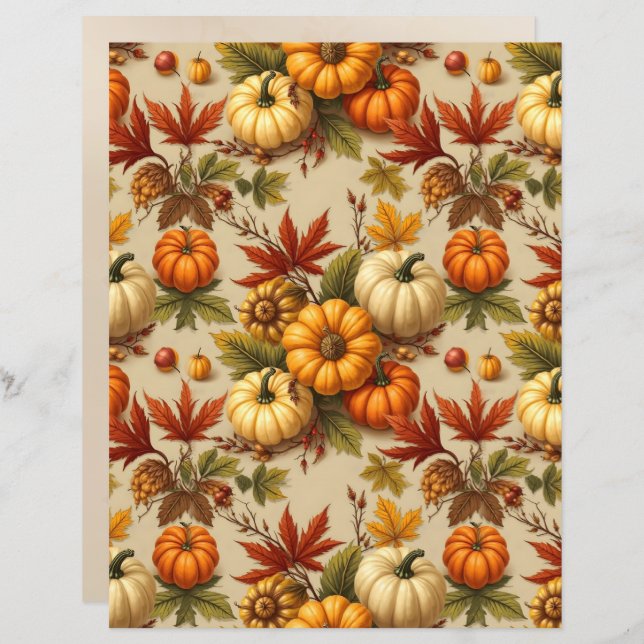 Lámina Pumpkin Harvest Scrapbook Paper (Anverso / Reverso)