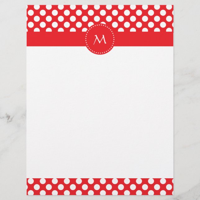 Lámina Punto de polka blanco y rojo monogramado (Anverso)