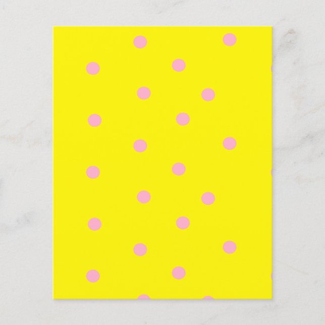 Lámina Punto de polka rosa sobre amarillo (Anverso)