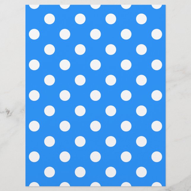 Lámina Puntos de Polka - Blanco sobre azul de Dodger (Anverso)