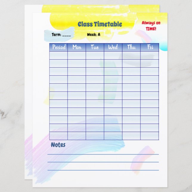 Lámina Puntuación de clase de alumno con pinturas de arco (Anverso / Reverso)