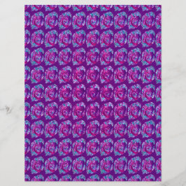 Lámina Purple Abstract Roses Scrapbook Paper 2-Sided Page