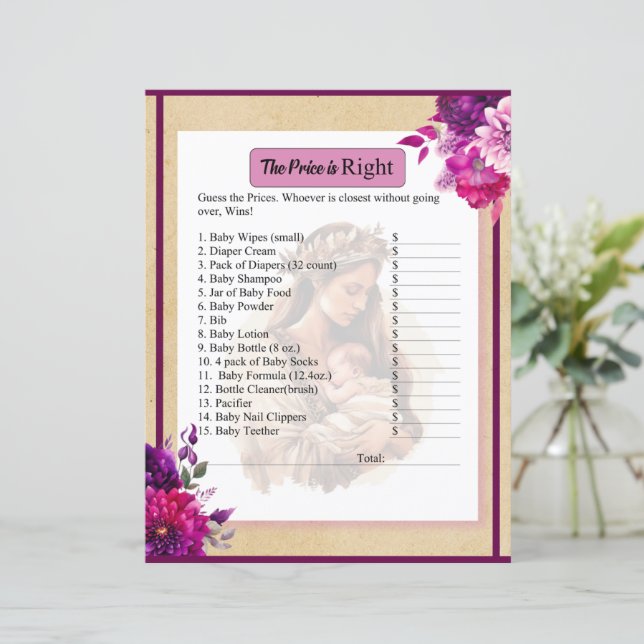 Lámina Purple Boho Baby Price es el juego correcto (Anverso de pie)