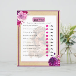 Lámina Purple Boho Baby Shower adivina quién juega