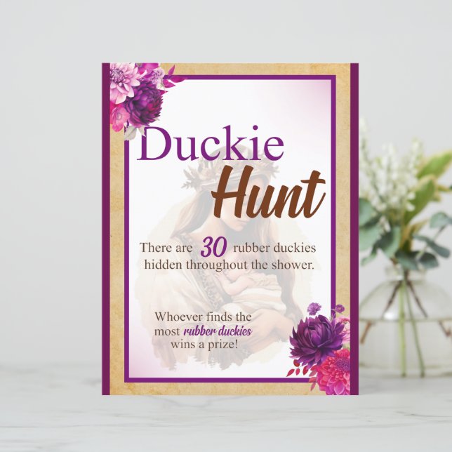 Lámina Purple Boho Baby Shower Duck Hunt Game (Anverso de pie)