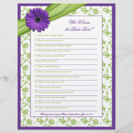 Lámina Purple Daisy Green Floral Bridal Shower Game