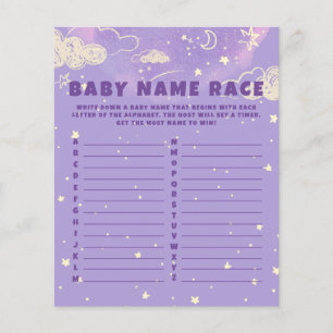 Lámina Purple Dream Baby Name Race Juego de Baby Shower