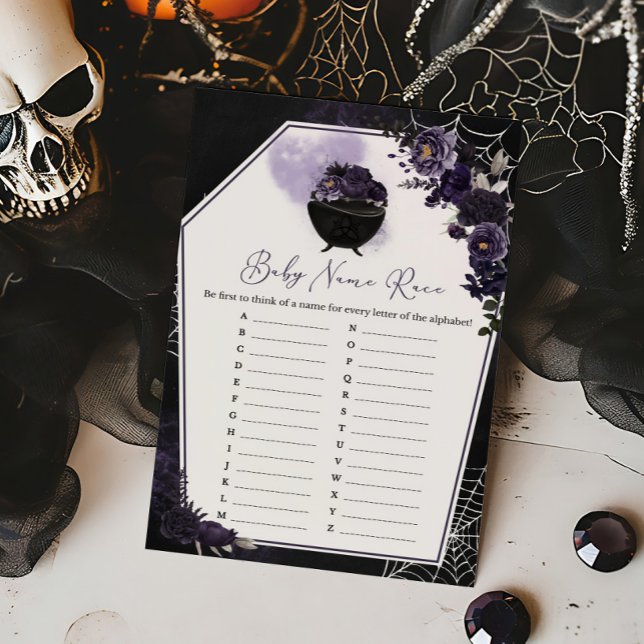 Lámina Purple Gothic Floral Baby Nombre Race Game (Floral Gothic Invitation Baby Name Race Game)