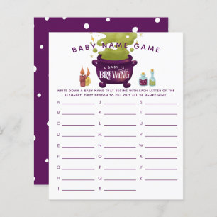 Lámina Purple Halloween Chica Baby Name Shower Game