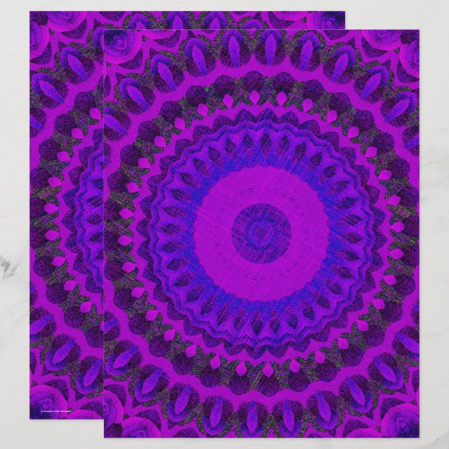 Lámina Purple Kaleidoscope Scrapbook Paper 2-Sided Page (Anverso / Reverso)