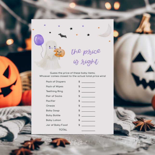 Lámina Purple Little Boo El precio es el juego correcto (A Little Boo Baby Shower The Price is Right Game)