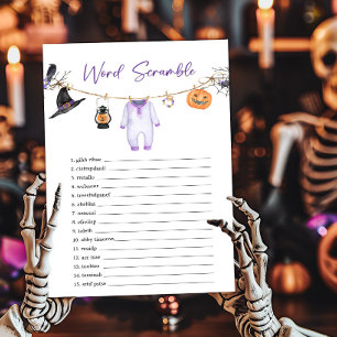 Lámina Purple Little Boo Halloween Word Scramble Game