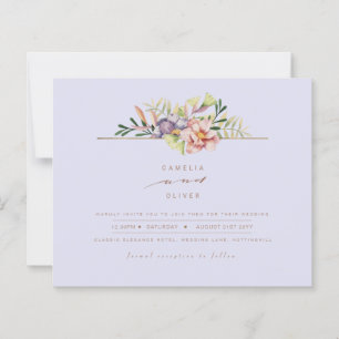 Lámina Purple Peach Summer Floral Wedding Invitar código 